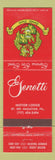 Matchbook Cover - Genetti Motor Lodge Hazleton PA
