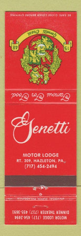 Matchbook Cover - Genetti Motor Lodge Hazleton PA