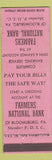 Matchbook Cover - Farmers National Bank Bloomsburg PA WEAR