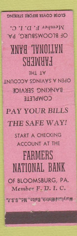 Matchbook Cover - Farmers National Bank Bloomsburg PA WEAR