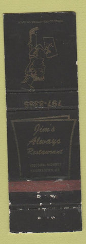 Matchbook Cover - Jim's Always Restaurant Hagerstown MD WEAR