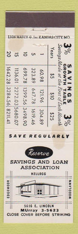 Matchbook Cover - Reserve Savings Loan MO WEAR