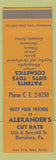 Matchbook Cover - Alexander's Cut Rate Harrisburg PA