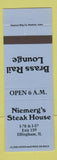 Matchbook Cover - Niemerg's Steak House Effingham IL