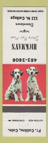Matchbook Cover - Hickman's Men's Store Fort Collins Colorado Dalmatian