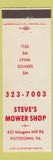 Matchbook Cover - Steve's Mower Shop Pottstown PA