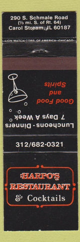 Matchbook Cover - Harpo's Restaurant Carol Stream IL