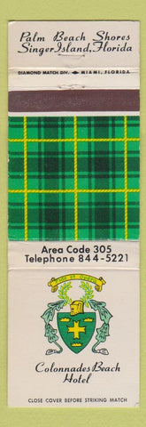 Matchbook Cover - Colonnades Beach Hotel Singer Island FL