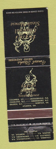 Matchbook Cover - Swain's Charcoal Steak Columbia SC Raleigh Charlotte NC WORN