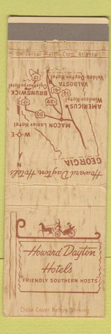 Matchbook Cover - Howard Dayton Hotels Macon Americus Valdosta Brunswick GA