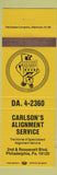Matchbook Cover - Carlson's Alignment Service Philadelphia PA