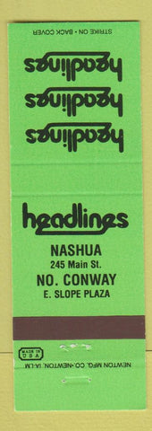 Matchbook Cover - Headlines North Conway Nashua NH