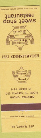 Matchbook Cover - Sugar Bowl Restaurant Des Plaines IL