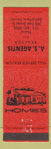 Matchbook Cover - AS Agentis Real Estate Bethlehem PA