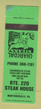 Matchbook Cover - Route 220 Steak House Montoursville PA