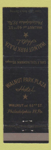 Matchbook Cover - Walnut PARk Plaza Hotel Philadelphia PA