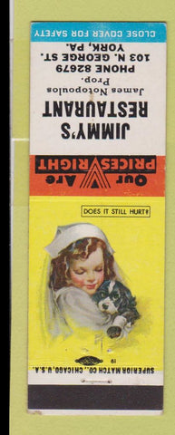 Matchbook Cover - Jimmy's Restaurant York PA