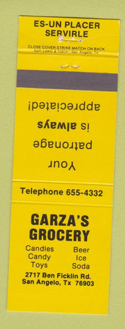Matchbook Cover - Garza's Grocery San Angelo TX