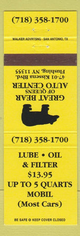 Matchbook Cover - Great Bear of Queens Auto Center Flushing NY