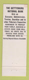 Matchbook Cover - Gettysburg National Bank PA