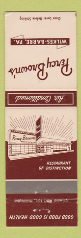 Matchbook Cover - Percy Brown's Restaurant Wilkes Barre PA