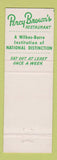 Matchbook Cover - Percy Brown's Restaurant Wilkes Barre PA
