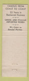 Matchbook Cover - Louis Pappas Riverside Cafe Tarpon Springs FL