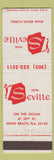 Matchbook Cover - Hotel Seville Miami Beach FL