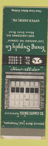 Matchbook Cover - Young Supply Upper Darby PA garage door
