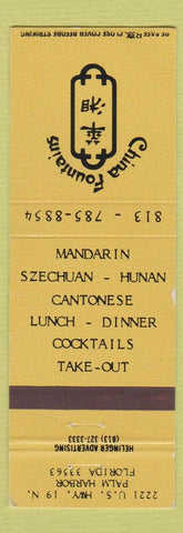Matchbook Cover - China Fountains Restaurant Palm Harbor FL
