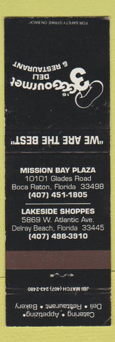 Matchbook Cover - 3 G's Gourmet Delray Beach Boca Raton FL