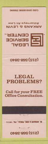 Matchbook Cover - Arkans Levin Attorneys Lawyers Philadelphia PA