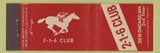 Matchbook Cover - 216 Club Chicago IL? Horse racing graphics Midget