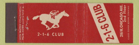 Matchbook Cover - 216 Club Chicago IL? Horse racing graphics Midget
