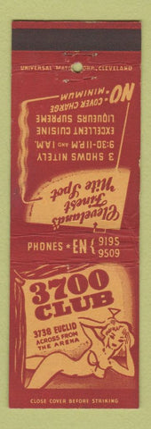 Matchbook Cover - 3700 Club Cleveland OH girlie WEAR
