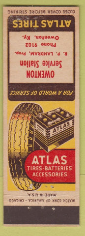 Matchbook Cover - Atlas Tires Owenton oil gas KY