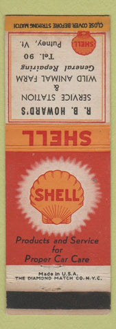 Matchbook Cover - Shell oil gas RB Howard Putney VT low phone