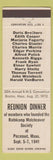 Matchbook Cover - Reunion Dinner RMS Pocasset MA 1970