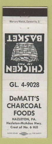 Matchbook Cover - DeMatt's Charcoal Foods Hazleton PA