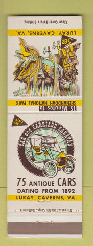 Matchbook Cover - Luray Caverns VA Car Carriage Museum