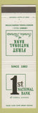 Matchbook Cover - 1st National Bank Eureka IL