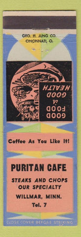 Matchbook Cover - Puritan Cafe Willmar MN low phone #