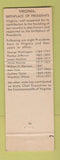 Matchbook Cover - Giant Food Grocery Virginia Birthplace of Presidents