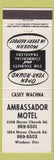 Matchbook Cover - Ambassador Motel Windsor ON
