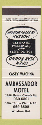 Matchbook Cover - Ambassador Motel Windsor ON