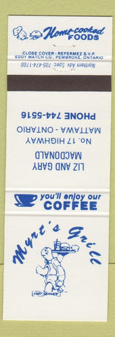 Matchbook Cover - Myrt's Grill Mattawa ON