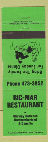 Matchbook Cover - Ric Mar Restaurant Northumberland Danville PA green