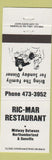Matchbook Cover - Ric Mar Restaurant Northumberland Danville PA white