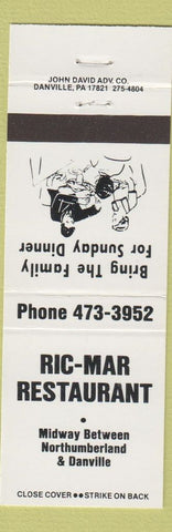 Matchbook Cover - Ric Mar Restaurant Northumberland Danville PA white