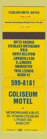 Matchbook Cover - Coliseum Motel Morgantown? WV